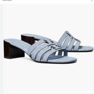 Tory Burch Light Blue Slide Sandals